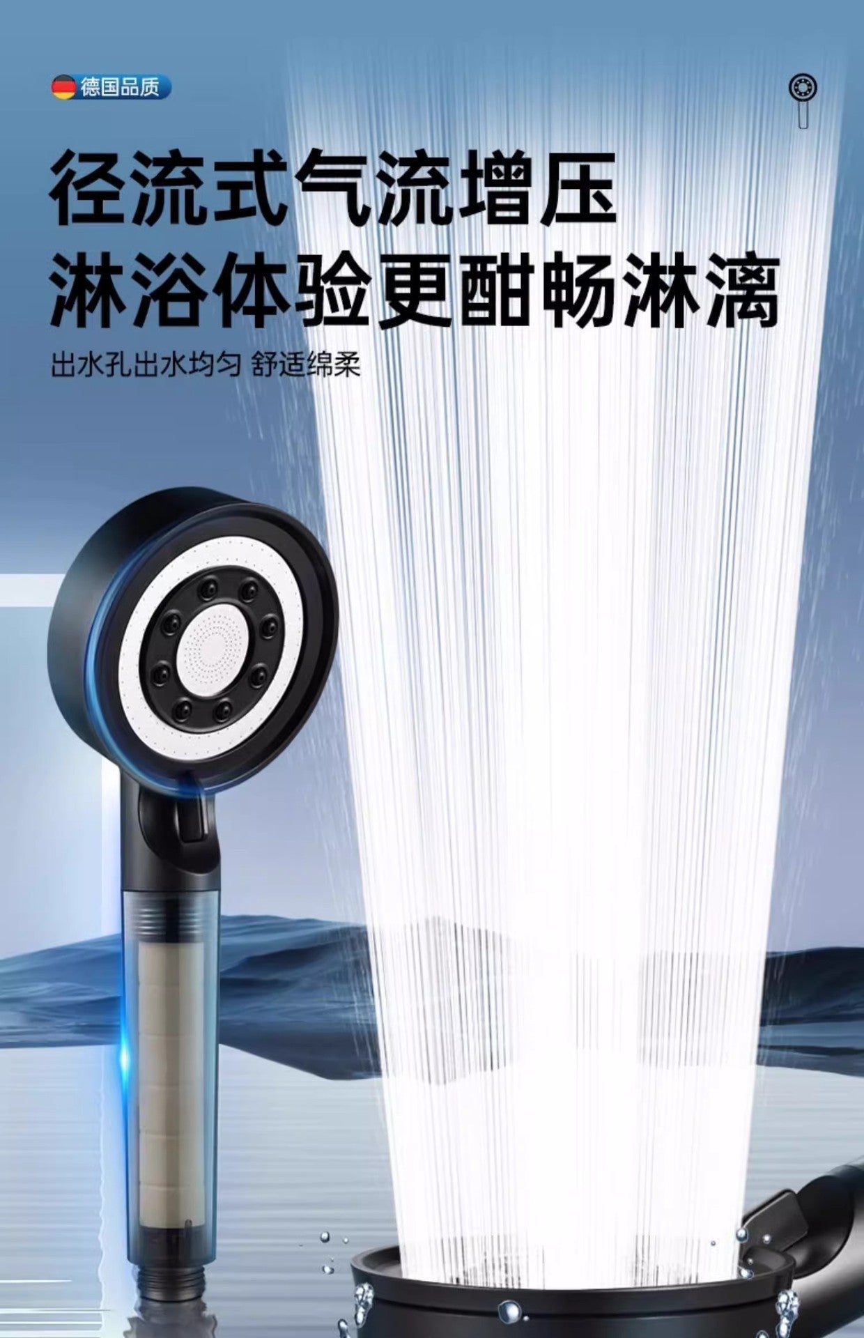 Black 5 Modes Shower Head Adjustable High Pressure Water Saving Portable Filtered Shower Head Faucet Tap Bathroom Accessories