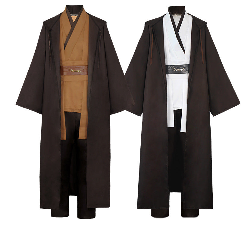 Obi Wan Kenobi Men Robe Jedi Knight Tunic Costume Hooded Uniform Full Set for Halloween Carnival Role Playing Costume