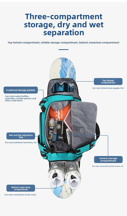 KLQDZMS Men's Backpack Outdoor Sports Ski Shoulder Bag Oxford Cloth Large Capacity Wearable Travel Bag Women's Luggage Bag