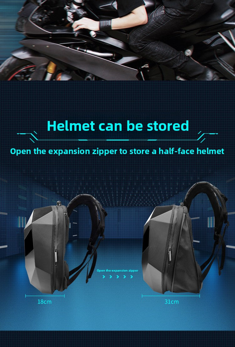 KLQDZMS Motorcycle Backpack LED Light-emitting Waterproof Motorcycle Helmet Shoulder Bag Men's ABS + PC Laptop Riding Schoolbag