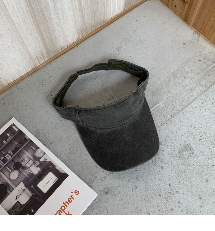 Chapéus de Sol de Verão Algodão Lavado Viseira Topo Aberto Feminino Masculino Esporte Viagem Chapéu de Praia Cor Sólida Protetor Solar Anti Uv Viseira Bonés de Golfe