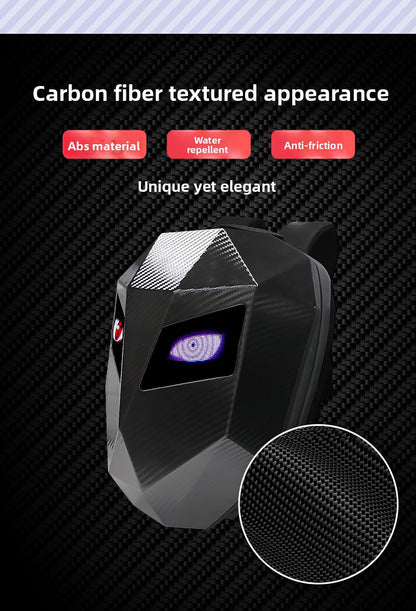 KLQDZMS Men's Backpack PC Laptop Shoulder Bag LED Light-emitting Cycling Schoolbag Expandable Waterproof Motorcycle Helmet Bag