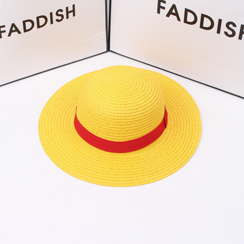 Anime Luffy Straw Hat One Piece Cosplay Sun Protection Hat Parent-child Summer Sun Straw Beach Hat For Men Women