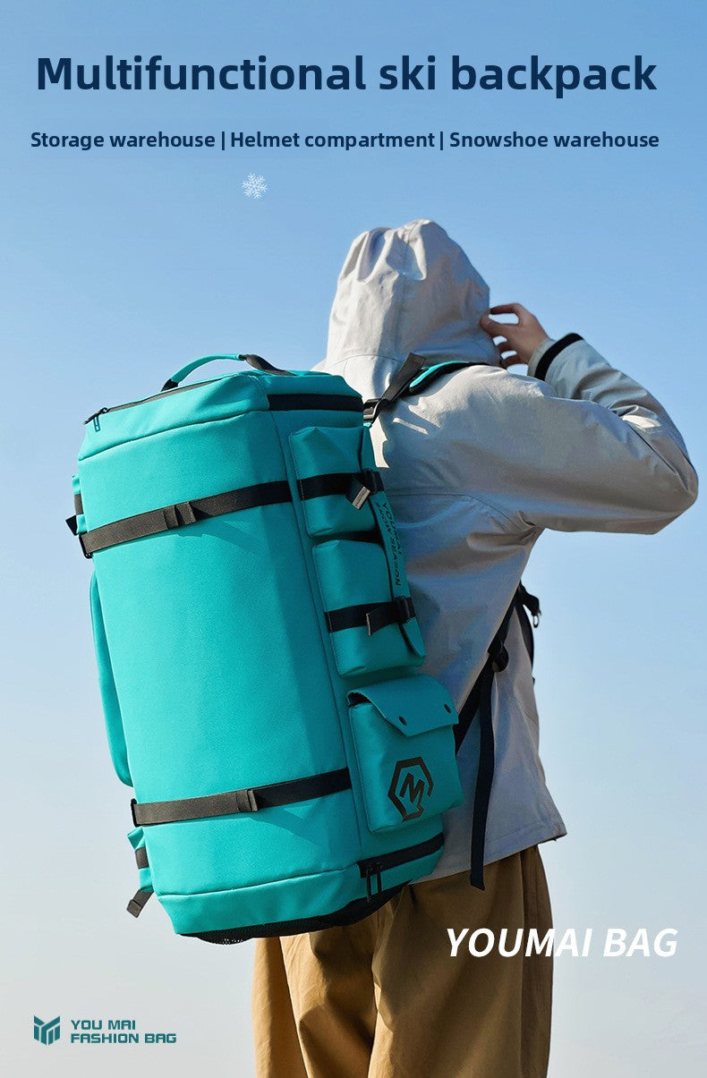 KLQDZMS Men's Backpack Outdoor Sports Ski Shoulder Bag Oxford Cloth Large Capacity Wearable Travel Bag Women's Luggage Bag