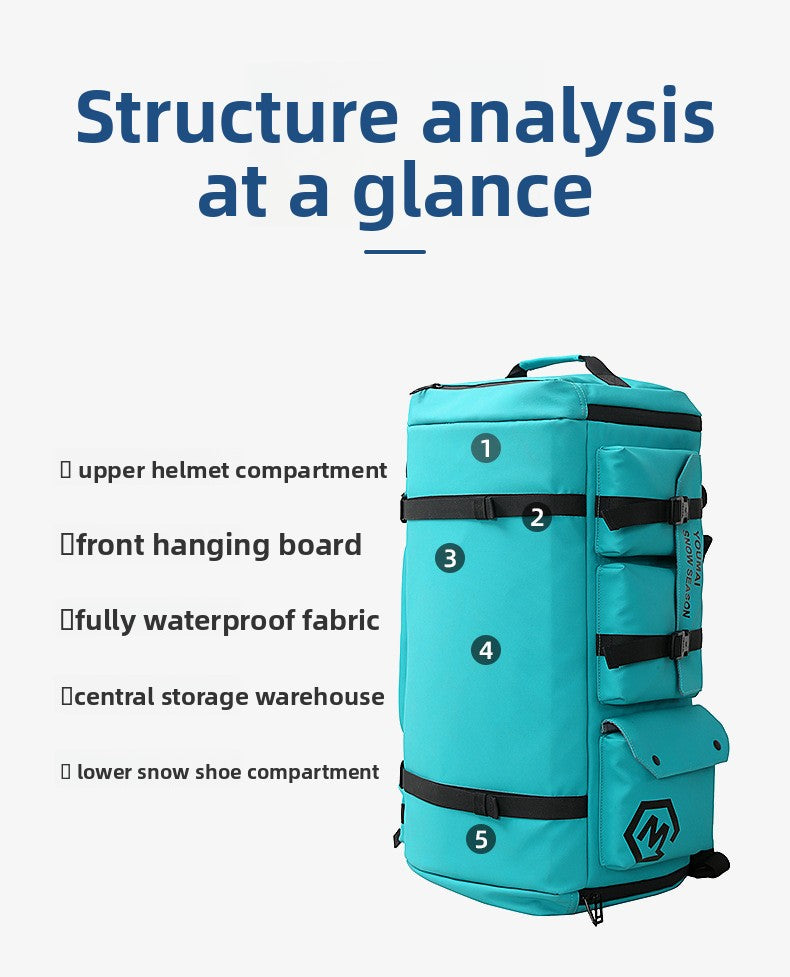 KLQDZMS Women's Ski Backpack Multifunctional Luggage Bag Multifunctional Oxford Cloth Checked Storage Bag Men's Travel Handbag