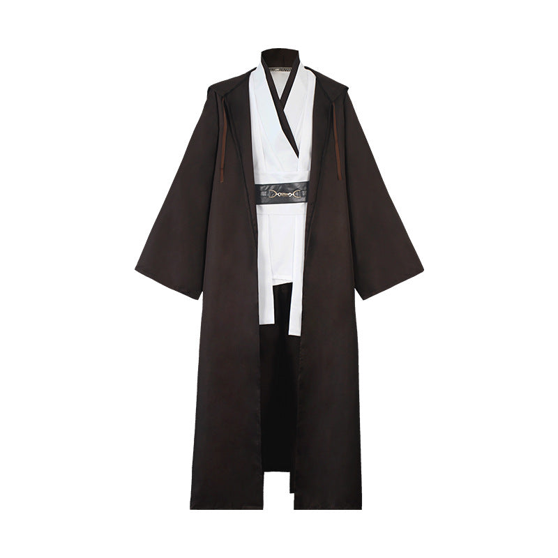 Obi Wan Kenobi Men Robe Jedi Knight Tunic Costume Hooded Uniform Full Set for Halloween Carnival Role Playing Costume