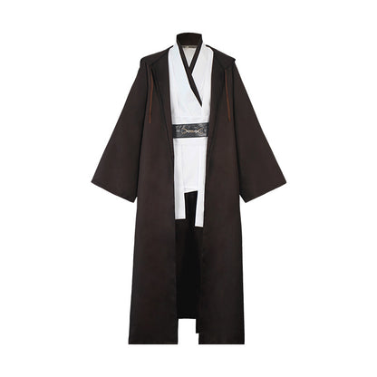 Obi Wan Kenobi Men Robe Jedi Knight Tunic Costume Hooded Uniform Full Set for Halloween Carnival Role Playing Costume