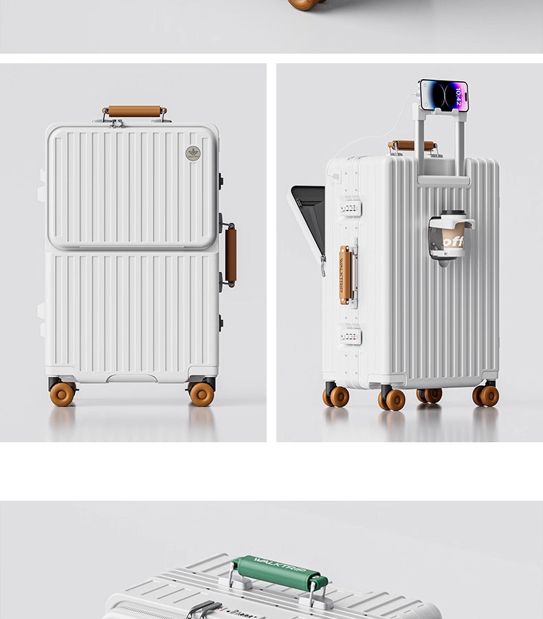 COLENARA Multifunctional Suitcase Front Opening Boarding Case Laptop Trolley Case USB Charging 20"24"26 Inch Travel Luggage