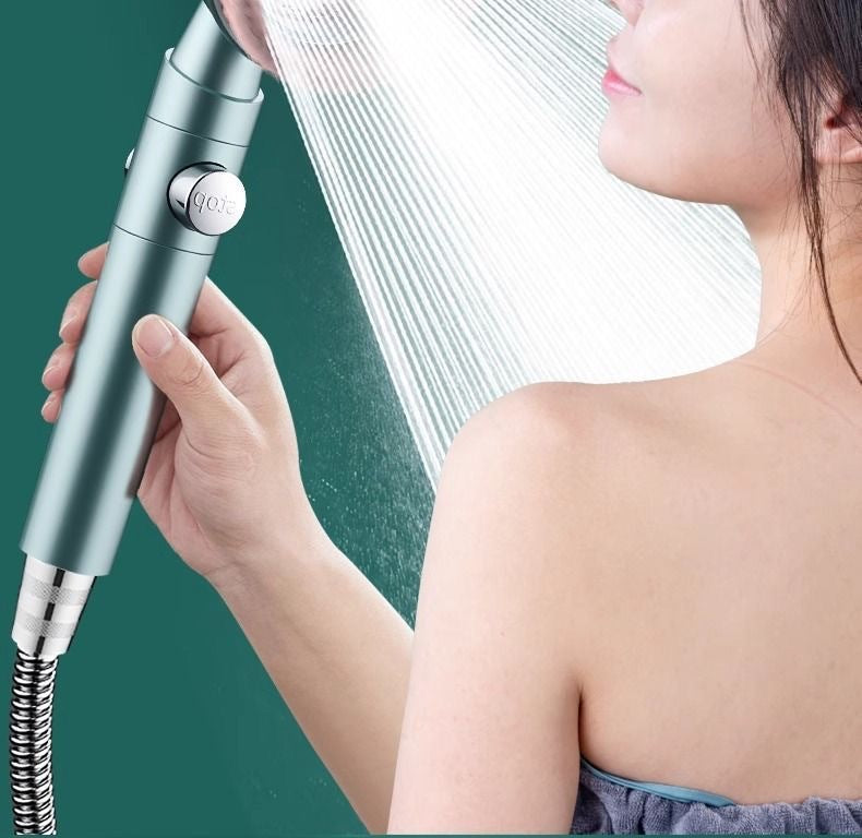 Chuveiro Booster 5 Modos com Escova Massageadora de Alta Pressão para Economia de Água Portátil Filtro de Banheiro com Mangueira e Suporte