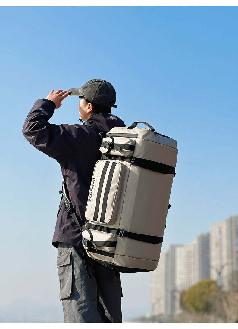 KLQDZMS Men's Backpack Outdoor Sports Ski Shoulder Bag Oxford Cloth Large Capacity Wearable Travel Bag Women's Luggage Bag