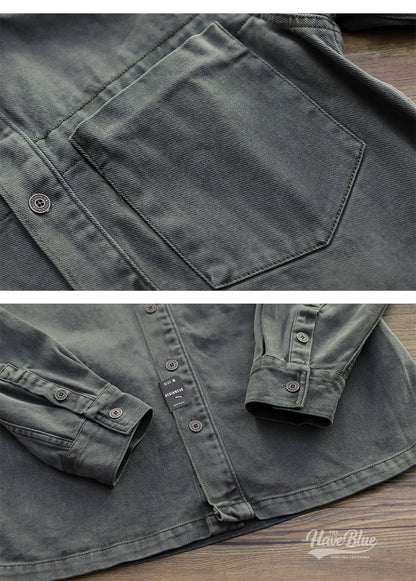 Sansour 2023 New 100% Cotton Military Shirt Men Long Sleeve Casual Dress Shirt Male Cargo Work Shirts With Embroidery