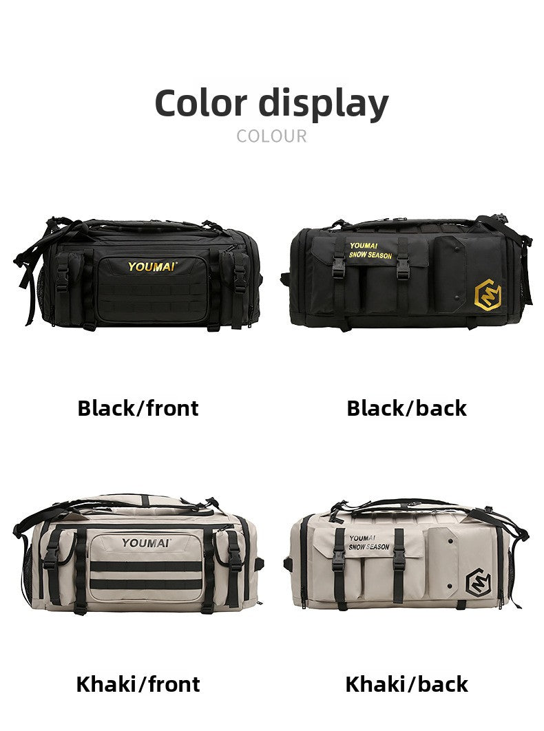 KLQDZMS Women's Ski Backpack Multifunctional Luggage Bag Multifunctional Oxford Cloth Checked Storage Bag Men's Travel Handbag