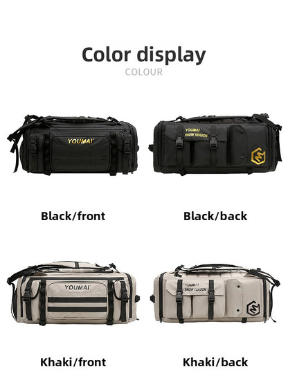 KLQDZMS Women's Ski Backpack Multifunctional Luggage Bag Multifunctional Oxford Cloth Checked Storage Bag Men's Travel Handbag