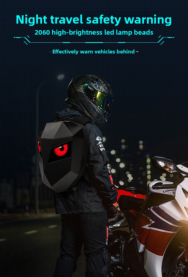 KLQDZMS Motorcycle Backpack LED Light-emitting Waterproof Motorcycle Helmet Shoulder Bag Men's ABS + PC Laptop Riding Schoolbag