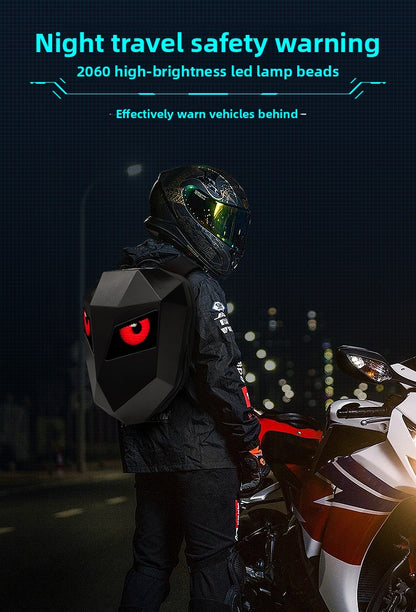 KLQDZMS Motorcycle Backpack LED Light-emitting Waterproof Motorcycle Helmet Shoulder Bag Men's ABS + PC Laptop Riding Schoolbag