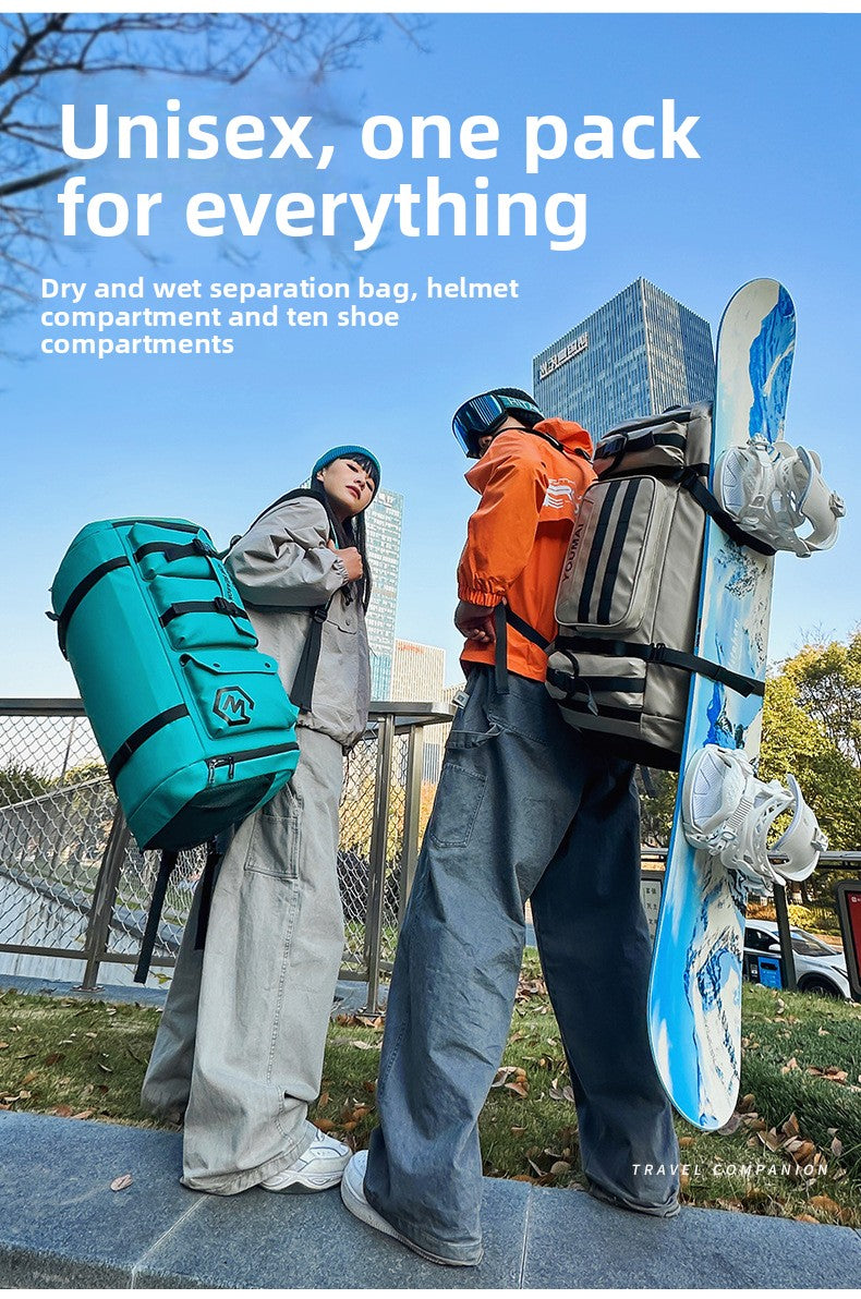 KLQDZMS Men's Backpack Outdoor Sports Ski Shoulder Bag Oxford Cloth Large Capacity Wearable Travel Bag Women's Luggage Bag