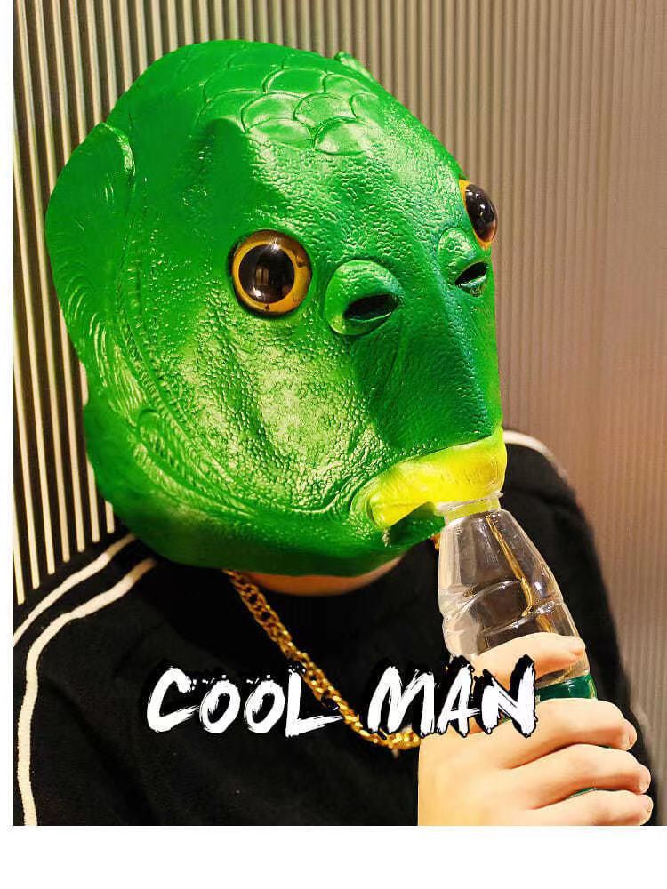 Halloween Green Fish Head Red Fish Head Funny Cosplay Costume Mask Adult Carnival Party Fish Head Mask April Fool's Day Headdres