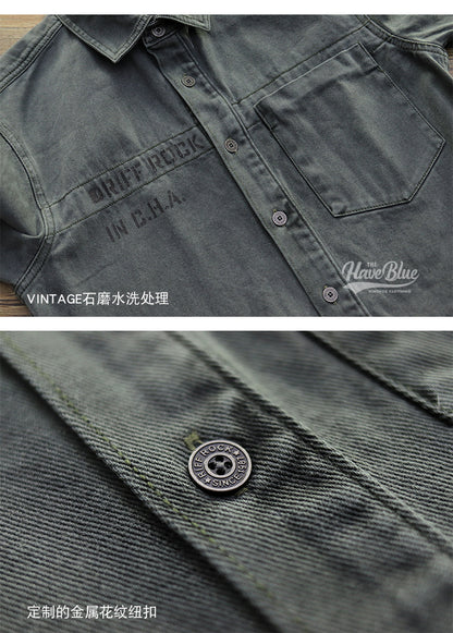 Sansour 2023 New 100% Cotton Military Shirt Men Long Sleeve Casual Dress Shirt Male Cargo Work Shirts With Embroidery