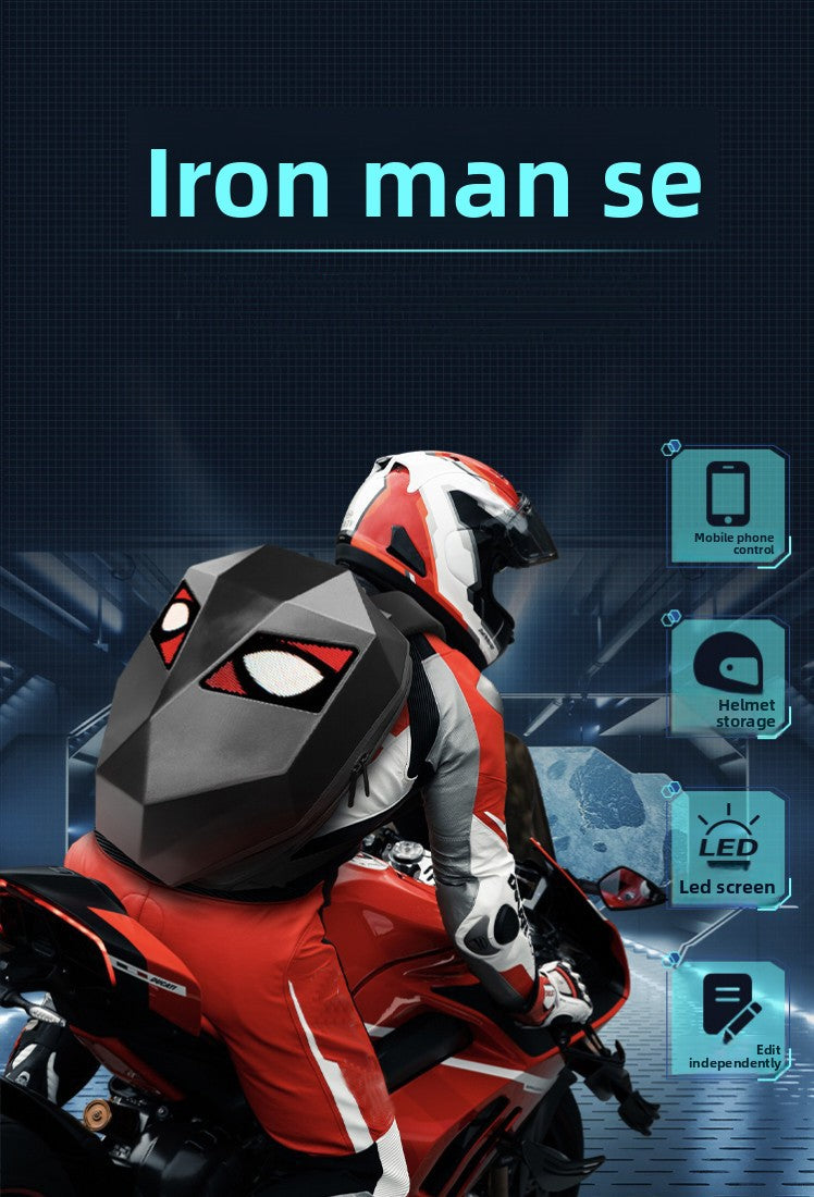 KLQDZMS Motorcycle Backpack LED Light-emitting Waterproof Motorcycle Helmet Shoulder Bag Men's ABS + PC Laptop Riding Schoolbag