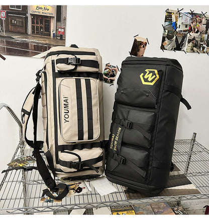 KLQDZMS Men's Backpack Outdoor Sports Ski Shoulder Bag Oxford Cloth Large Capacity Wearable Travel Bag Women's Luggage Bag