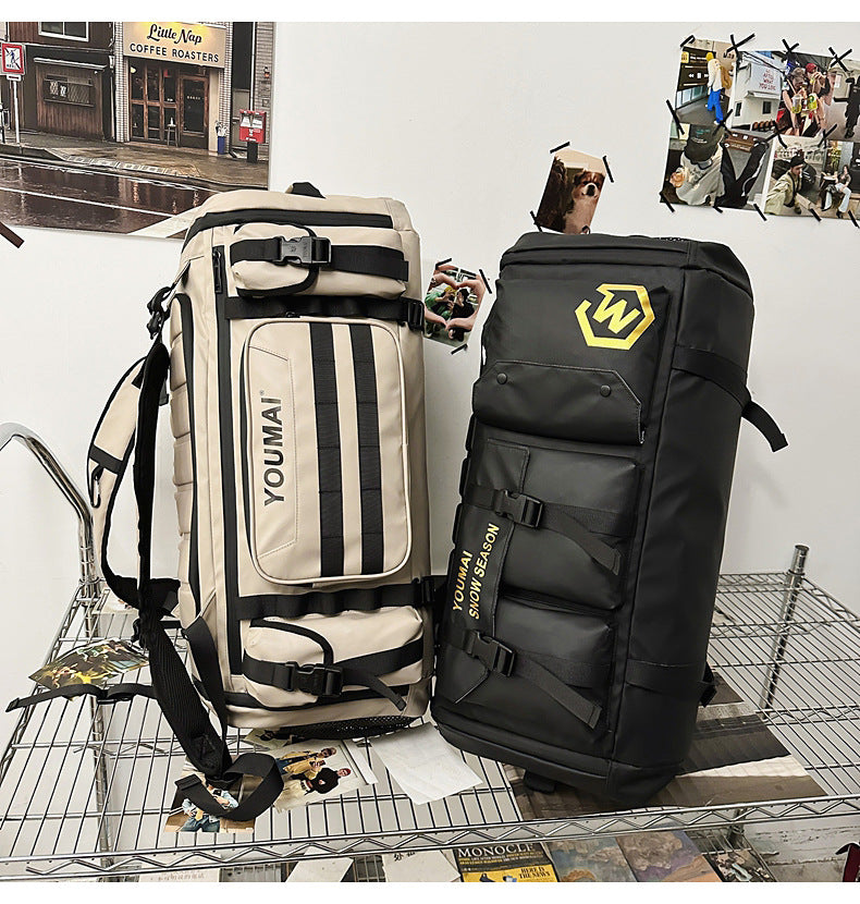 KLQDZMS Women's Ski Backpack Multifunctional Luggage Bag Multifunctional Oxford Cloth Checked Storage Bag Men's Travel Handbag
