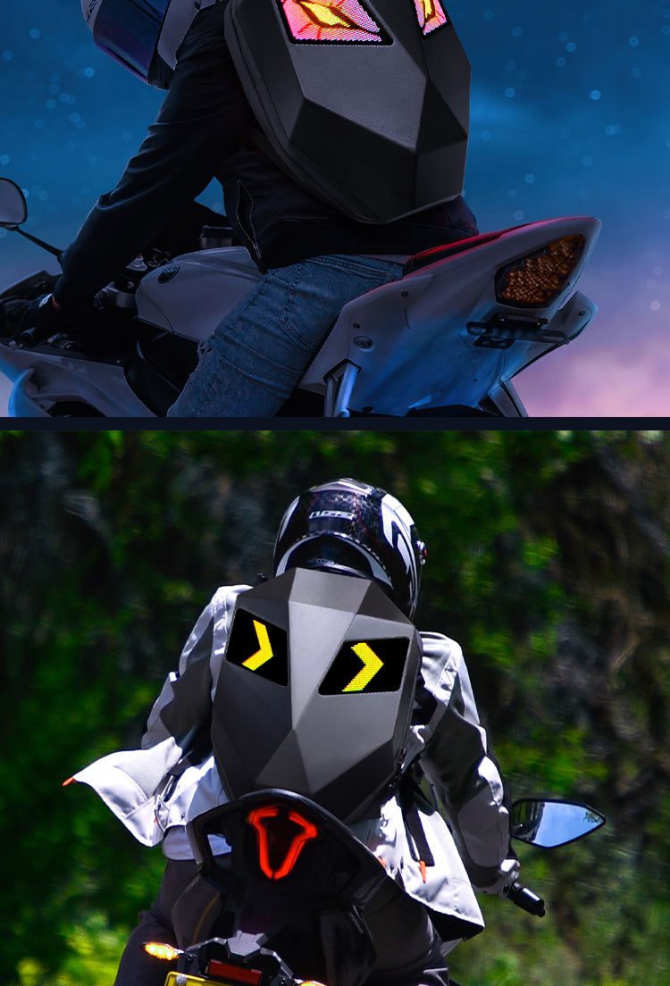 KLQDZMS Men's Backpack Laptop Waterproof Shoulder Bag Night Riding Motorcycle Helmet Schoolbag LED Light Emitting Backpacks