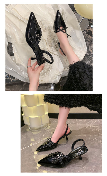 2025 Summer New Pointed Simple Shallow Mouth Comfortable Women's Gladiator sandals Outwear Back Strap Women High Heeled Sandals