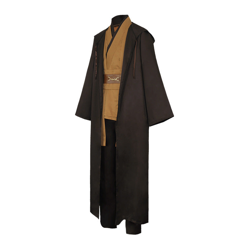 Obi Wan Kenobi Men Robe Jedi Knight Tunic Costume Hooded Uniform Full Set for Halloween Carnival Role Playing Costume