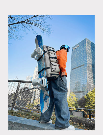 KLQDZMS Women's Ski Backpack Multifunctional Luggage Bag Multifunctional Oxford Cloth Checked Storage Bag Men's Travel Handbag