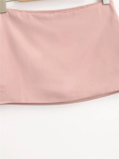 Summer Black Mini Skirts Women Elegant Sliky Satin Skirt Low Rise Zipper Summer Bodycon Short Skirt With Shorts Party Outfits