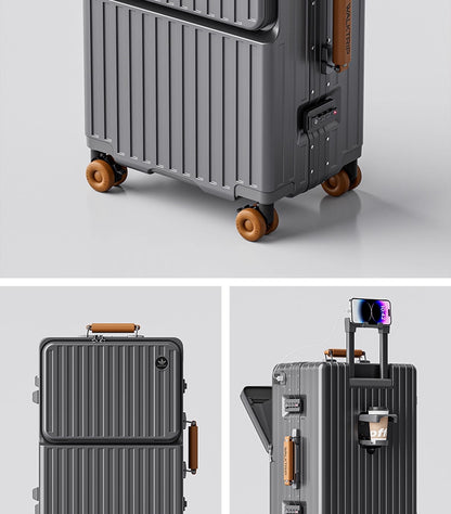 COLENARA Multifunctional Suitcase Front Opening Boarding Case Laptop Trolley Case USB Charging 20"24"26 Inch Travel Luggage