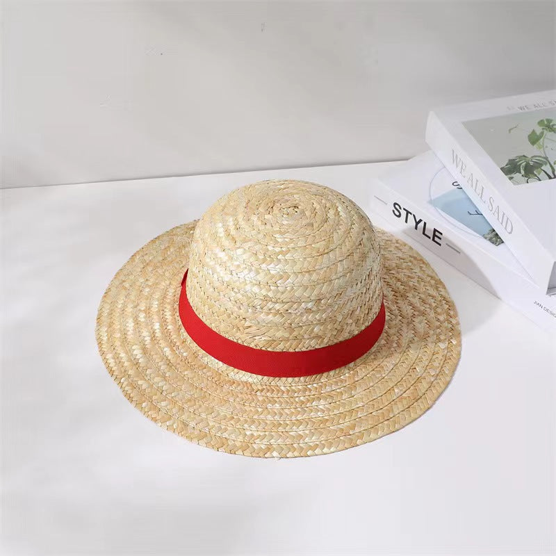 One Piece Cap Straw Hat For Girl Boy Summer Sun Hat Luffy Performance Animation Cosplay Flat Cap Japanese Cartoon Props Hats