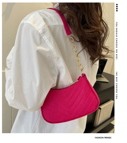 Mini Shoulder Bags for Women Fashion Felt Women's Bag Design Advanced Underarm Handbags Beautiful Purses Crescent SaddleBag 2024