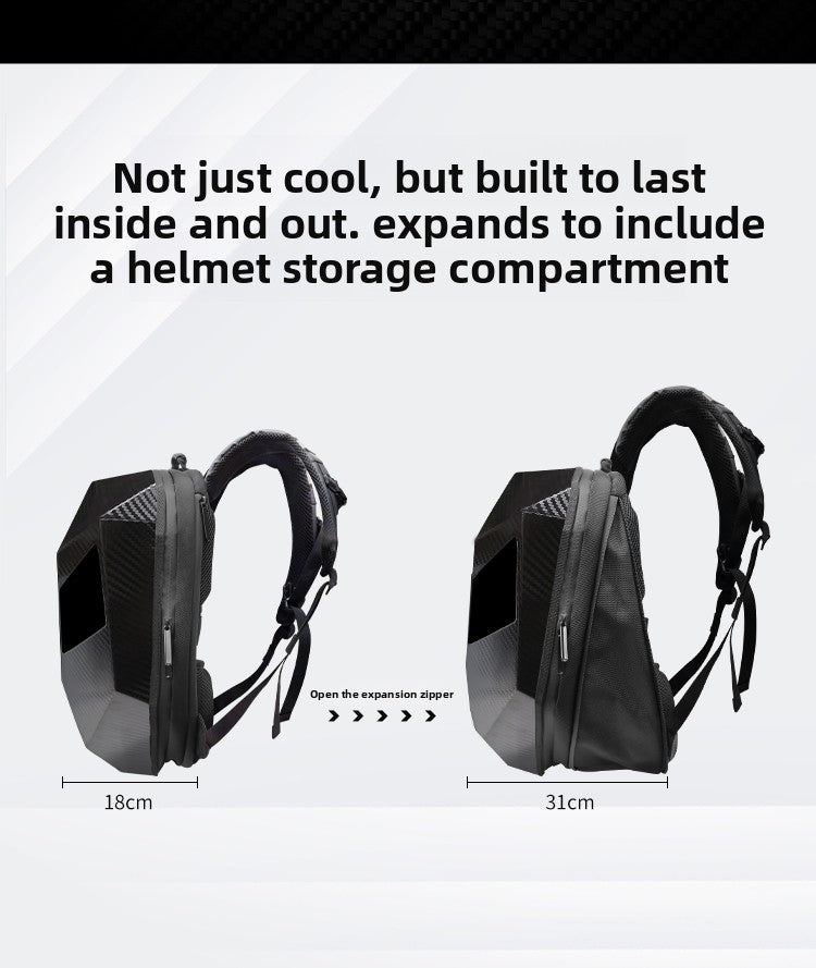 KLQDZMS Men's Backpack PC Laptop Shoulder Bag LED Light-emitting Cycling Schoolbag Expandable Waterproof Motorcycle Helmet Bag