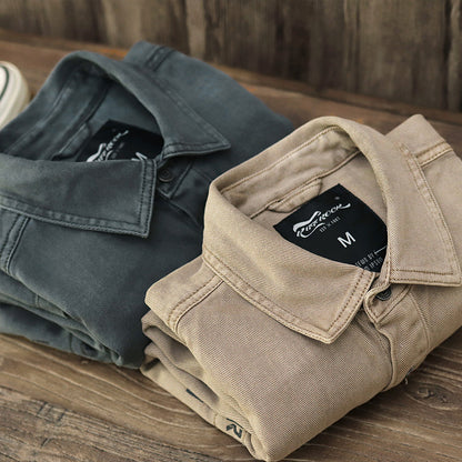 Sansour 2023 New 100% Cotton Military Shirt Men Long Sleeve Casual Dress Shirt Male Cargo Work Shirts With Embroidery