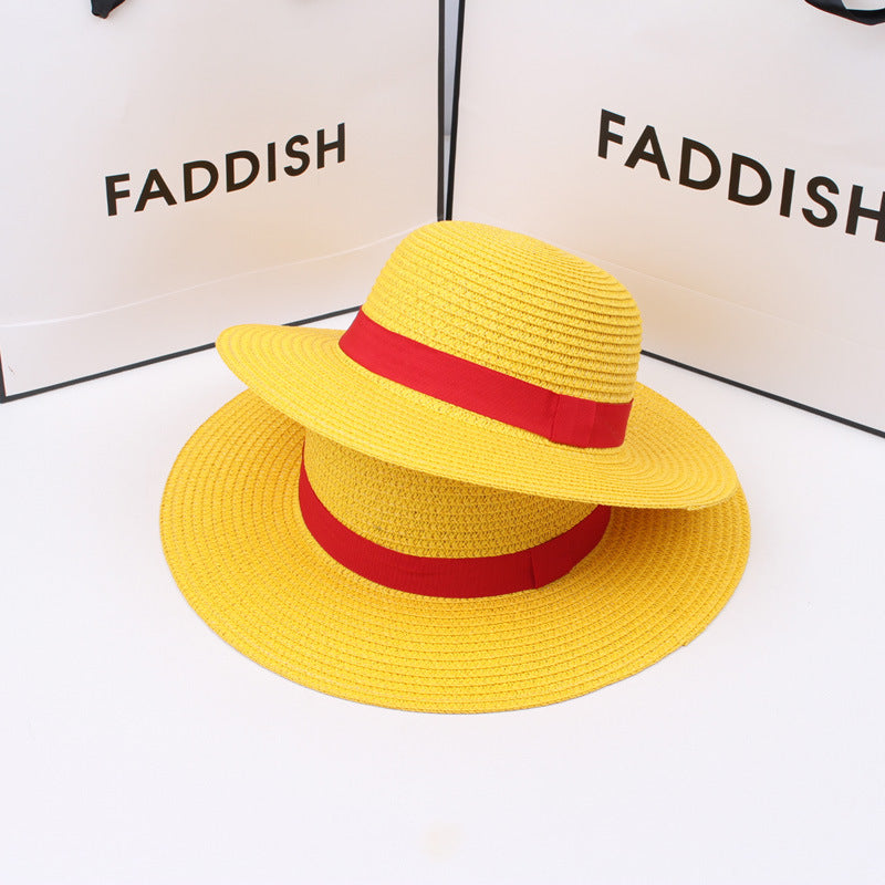 Anime Luffy Straw Hat One Piece Cosplay Sun Protection Hat Parent-child Summer Sun Straw Beach Hat For Men Women