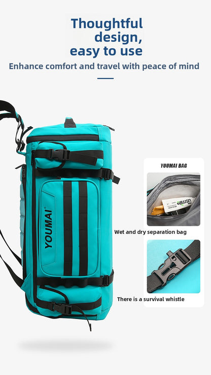 KLQDZMS Women's Ski Backpack Multifunctional Luggage Bag Multifunctional Oxford Cloth Checked Storage Bag Men's Travel Handbag