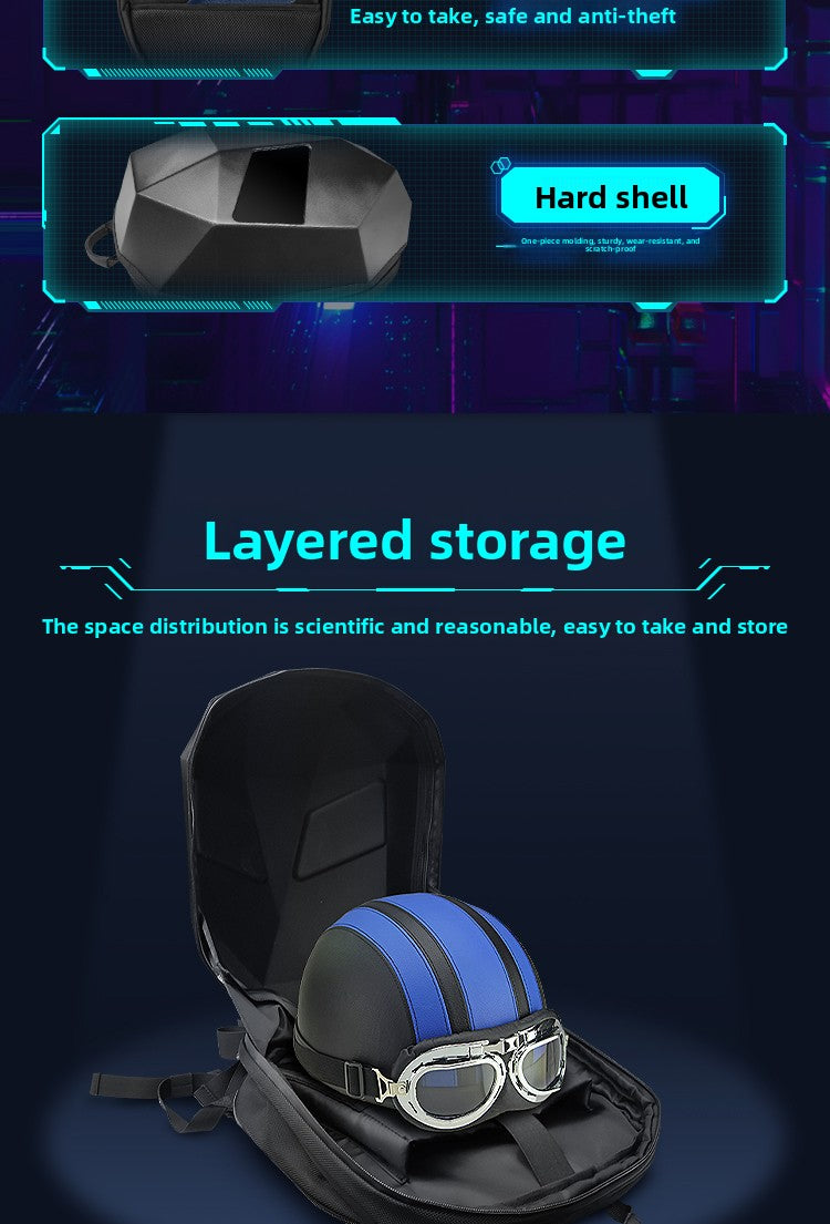 KLQDZMS Motorcycle Backpack LED Light-emitting Waterproof Motorcycle Helmet Shoulder Bag Men's ABS + PC Laptop Riding Schoolbag