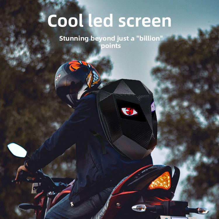 KLQDZMS Men's Backpack PC Laptop Shoulder Bag LED Light-emitting Cycling Schoolbag Expandable Waterproof Motorcycle Helmet Bag