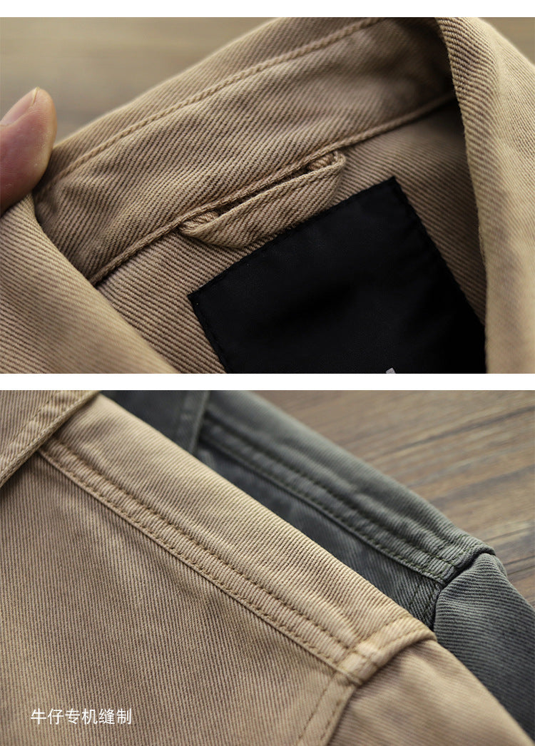 Sansour 2023 New 100% Cotton Military Shirt Men Long Sleeve Casual Dress Shirt Male Cargo Work Shirts With Embroidery