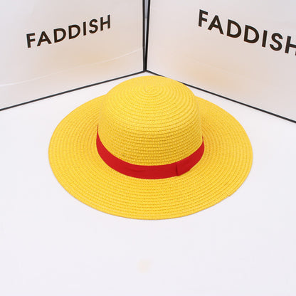 Anime Luffy Straw Hat One Piece Cosplay Sun Protection Hat Parent-child Summer Sun Straw Beach Hat For Men Women