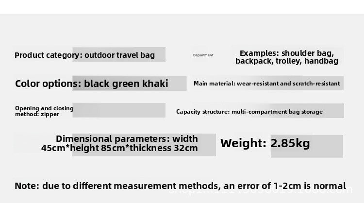 Bolsa de bagagem externa KLQDZMS, bolsa organizadora de roupas de capacidade superdimensionada, mochila de viagem masculina de tecido Oxford, mochila de remessa