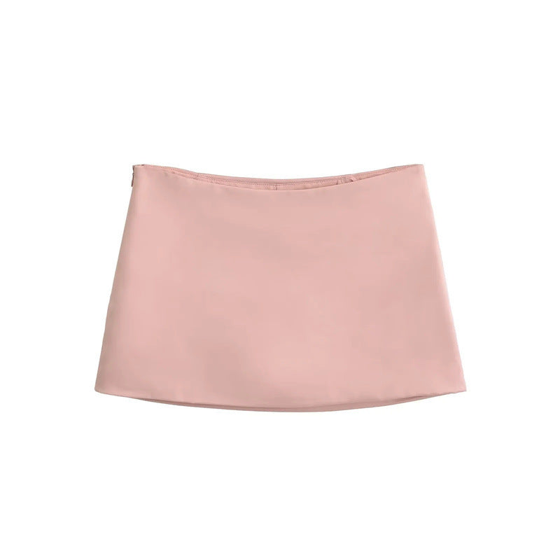 Summer Black Mini Skirts Women Elegant Sliky Satin Skirt Low Rise Zipper Summer Bodycon Short Skirt With Shorts Party Outfits