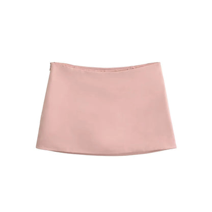 Summer Black Mini Skirts Women Elegant Sliky Satin Skirt Low Rise Zipper Summer Bodycon Short Skirt With Shorts Party Outfits