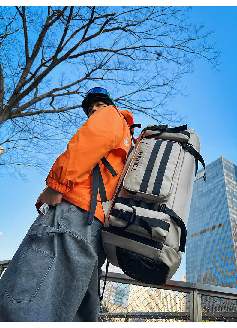 KLQDZMS Men's Backpack Outdoor Sports Ski Shoulder Bag Oxford Cloth Large Capacity Wearable Travel Bag Women's Luggage Bag