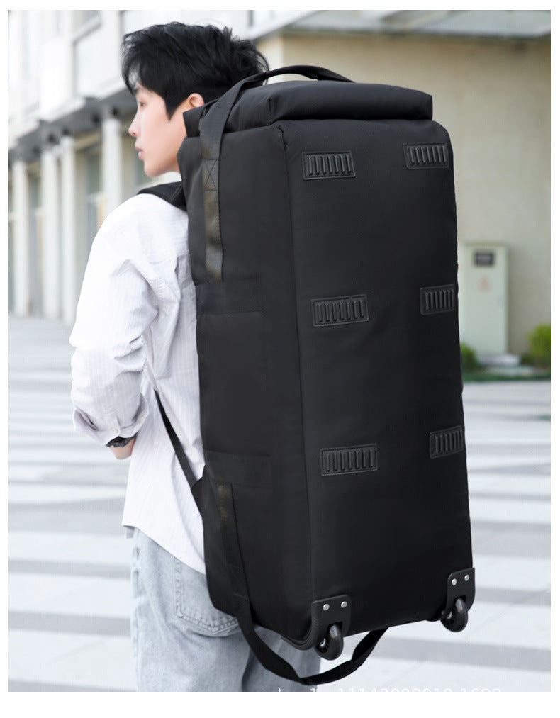 KLQDZMS Waterproof Luggage Bag Oxford Cloth Run Trolley Bag Large Capacity Double Shoulder Travel Bag with Wheels Handbag