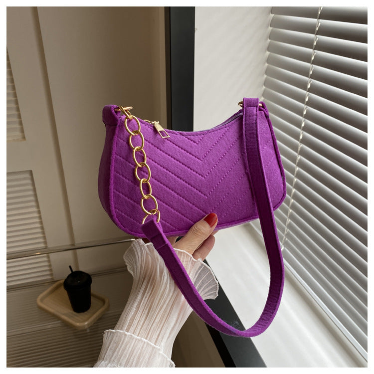 Mini Shoulder Bags for Women Fashion Felt Women's Bag Design Advanced Underarm Handbags Beautiful Purses Crescent SaddleBag 2024