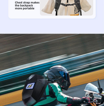 KLQDZMS Men's Backpack PC Laptop Shoulder Bag LED Light-emitting Cycling Schoolbag Expandable Waterproof Motorcycle Helmet Bag