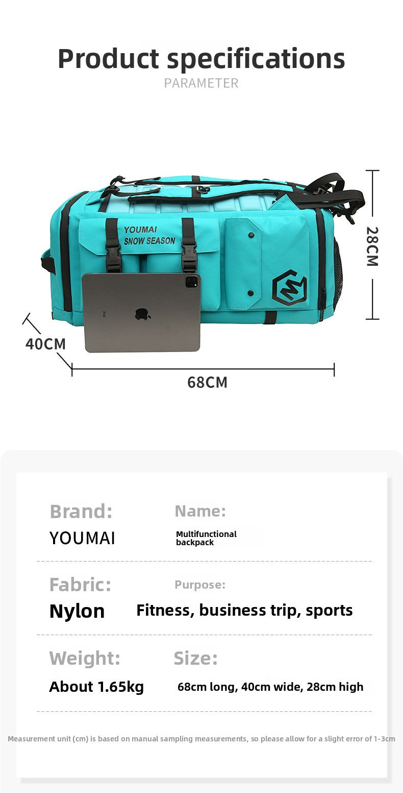 KLQDZMS Men's Backpack Outdoor Sports Ski Shoulder Bag Oxford Cloth Large Capacity Wearable Travel Bag Women's Luggage Bag