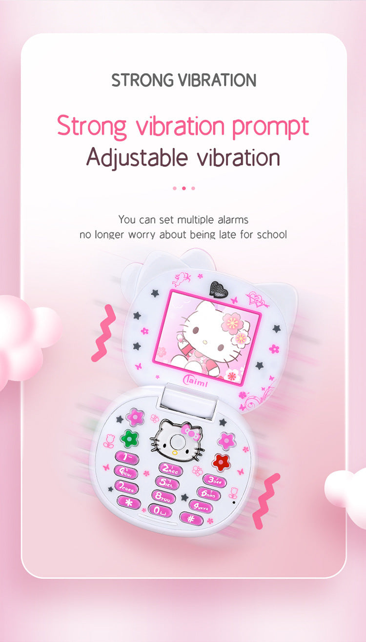 2024 Novo Telefone Dobrável Kawaii Sanrio Hello Kitty Desenho Animado Fofo Infantil Branco Rosa Mini Telefone Presentes de Aniversário Para Crianças Brinquedos Para Meninas